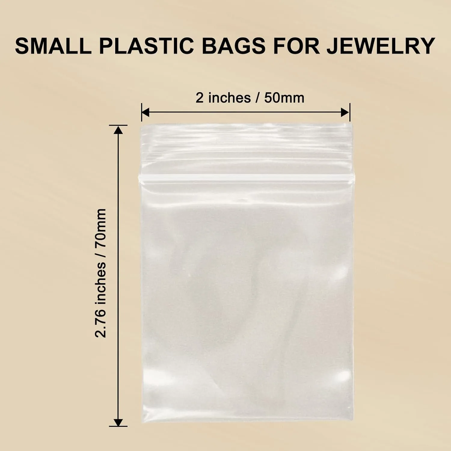 120 PCS Small Plastic Bags for Jewelry, 2" x 2.76" Resealable Clear Poly Baggies, 2.4 Mil Mini Zip Bags for Small Business, Storage, Gifts, Candy, Screws