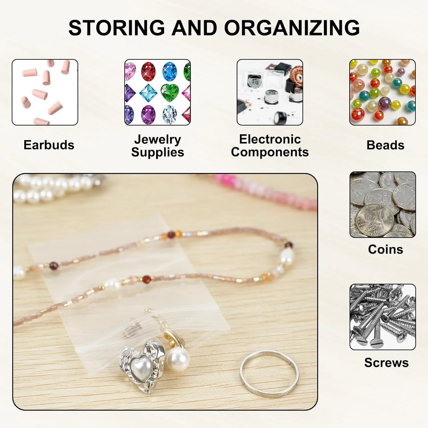 120 PCS Small Plastic Bags for Jewelry, 2" x 2.76" Resealable Clear Poly Baggies, 2.4 Mil Mini Zip Bags for Small Business, Storage, Gifts, Candy, Screws