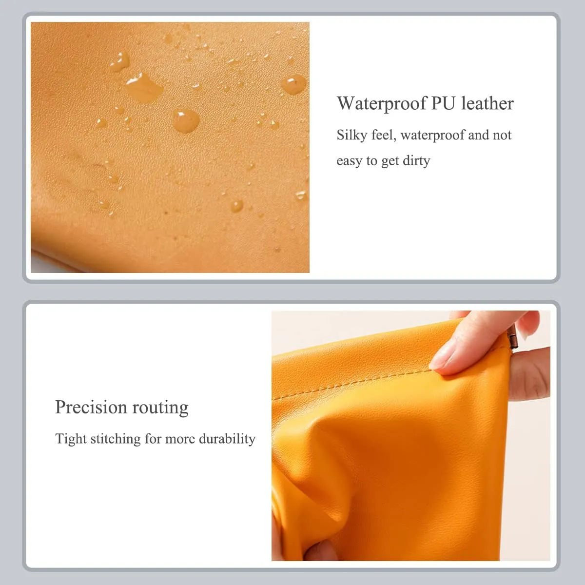 3Pcs Pocket/ Squeeze Cosmetic Bag, Waterproof Leather No Zipper Self-Closing Portable Travel Makeup Pouch (A)