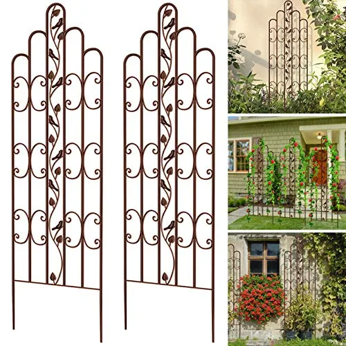 Amagabeli 2 Pack Large Garden Trellis 71”x21” Heavy Duty Rustproof Brown Plant Support Model No ET339
