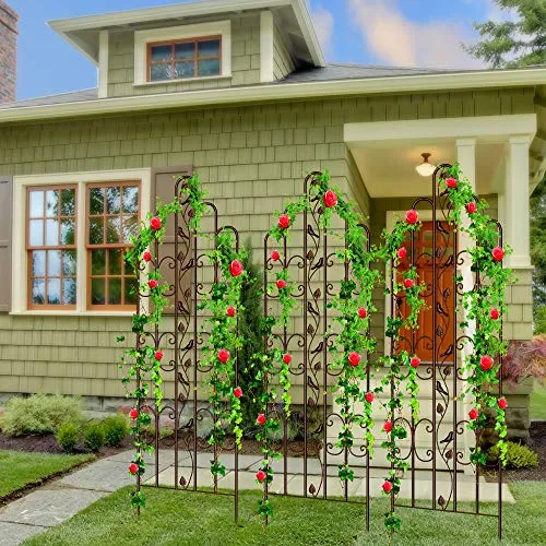 Amagabeli 2 Pack Large Garden Trellis 71”x21” Heavy Duty Rustproof Brown Plant Support Model No ET339