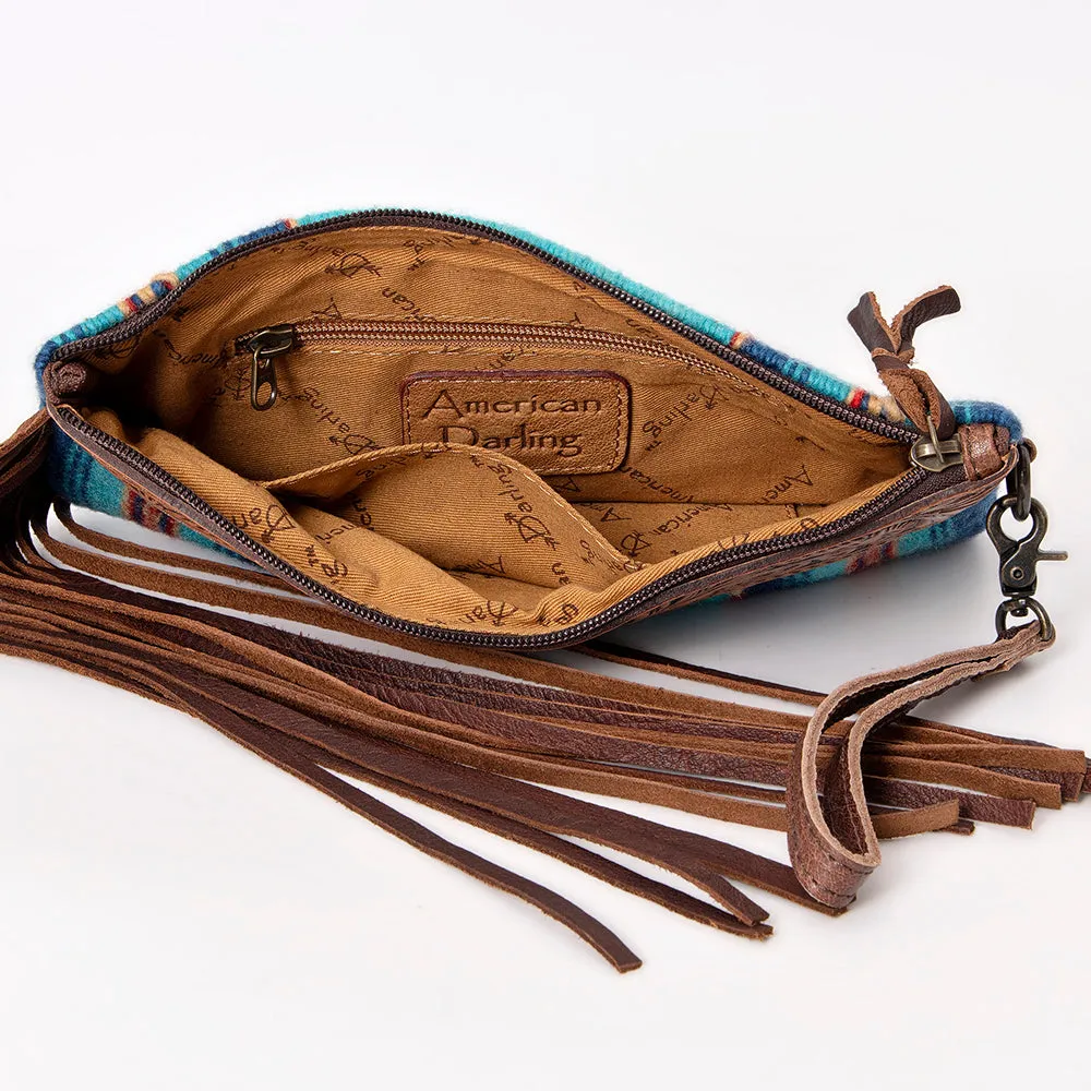 American Darling ADBG642 Wristlet Hand Tooled Saddle Blanket Genuine Leather Women Bag Western Handbag Purse