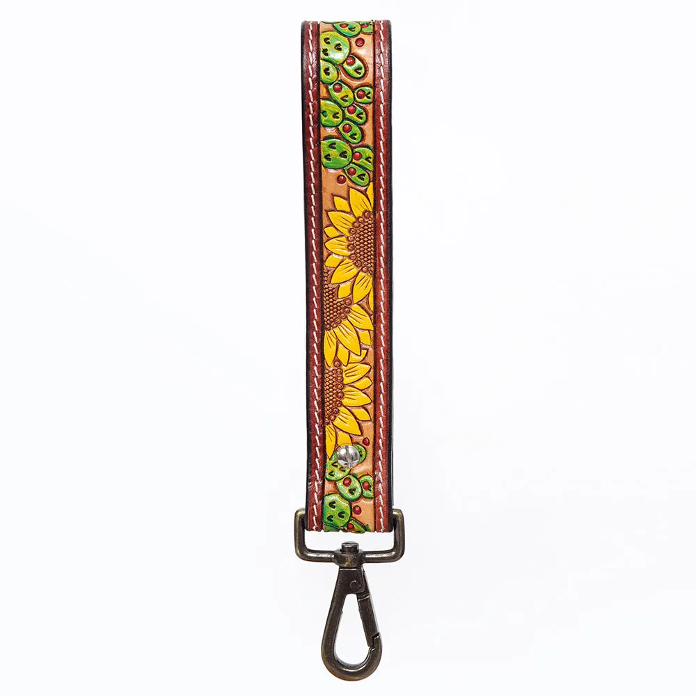 American Darling ADWSF106 Hand Tooled Genuine Leather Handle Strap For Wristlet Bags