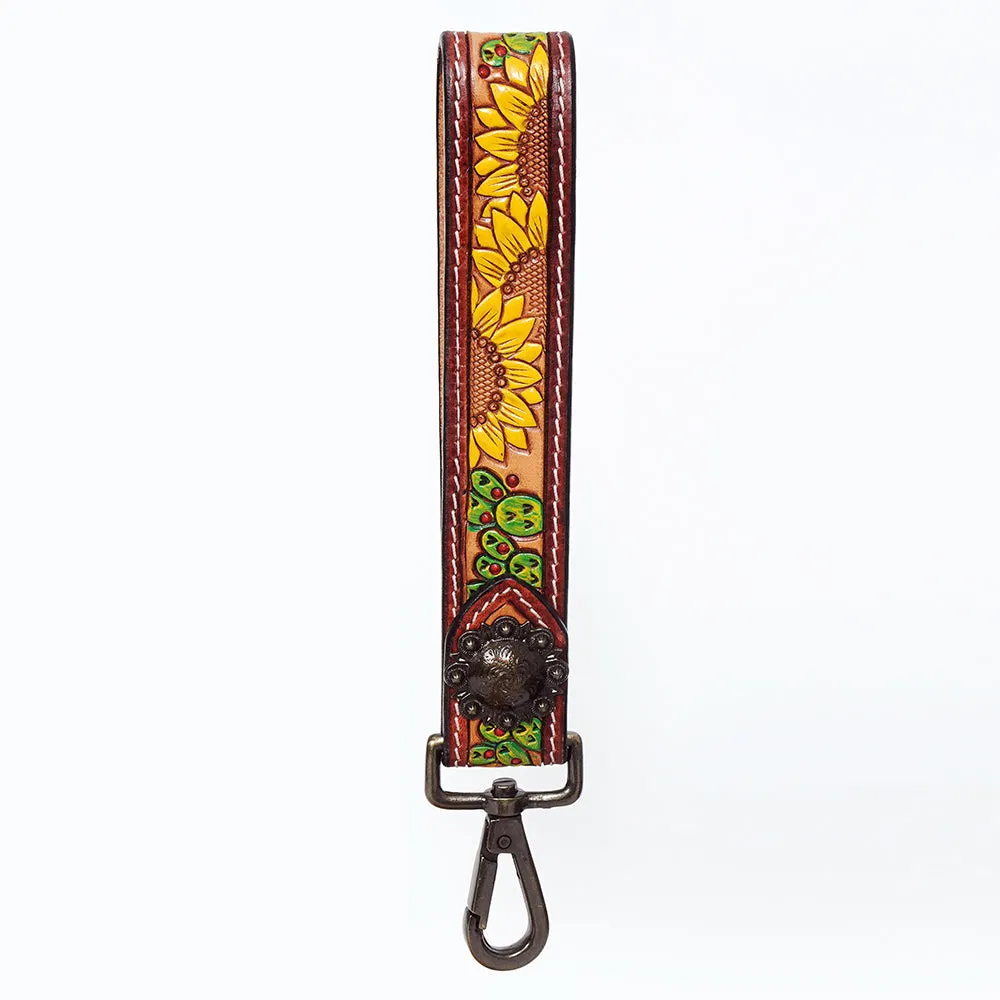 American Darling ADWSF106 Hand Tooled Genuine Leather Handle Strap For Wristlet Bags