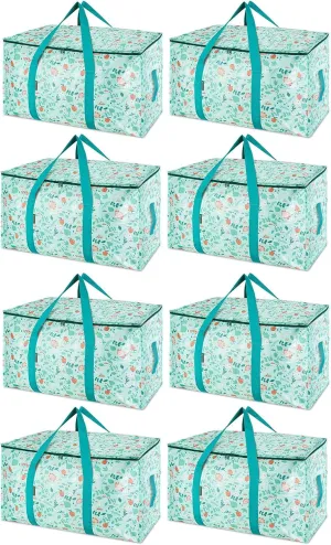 BALEINE 8-Pack Oversized Moving Bags with Reinforced Handles, Heavy-Duty Storage Tote for Clothes, Moving Supplies (Spring Stroll, 8-Pack)