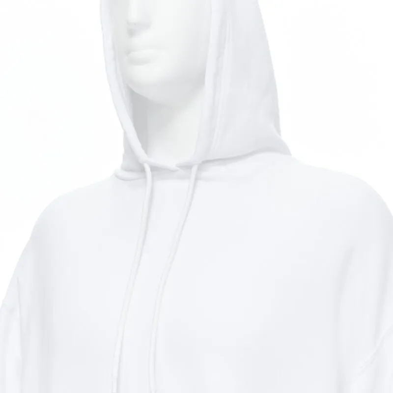 BALENCIAGA 2018 black Gothic Tattoo logo embroidery white cotton hoodie S