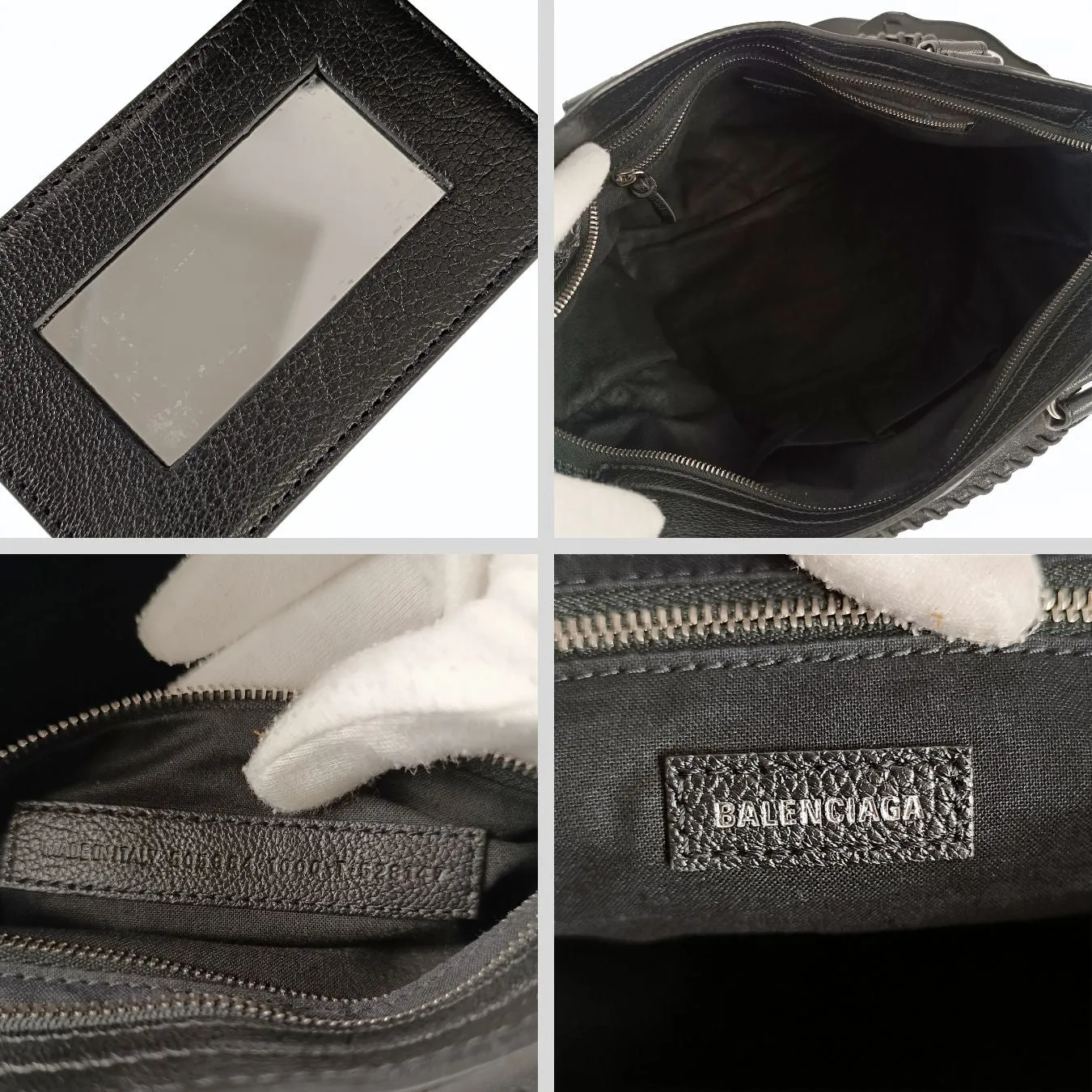 BALENCIAGA Balenciaga Balenciaga Le City Metallic Medium shoulder bag in black leather