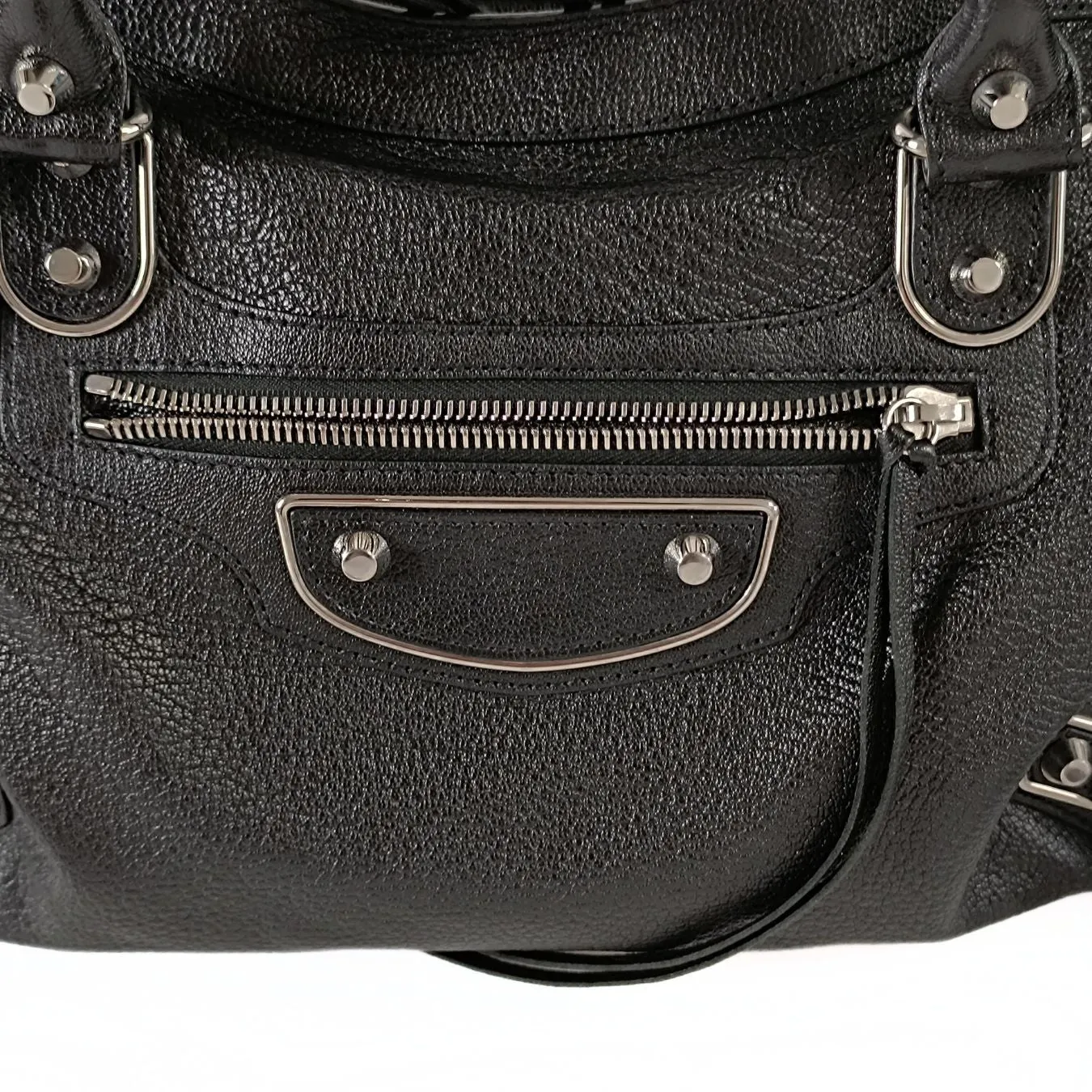 BALENCIAGA Balenciaga Balenciaga Le City Metallic Medium shoulder bag in black leather