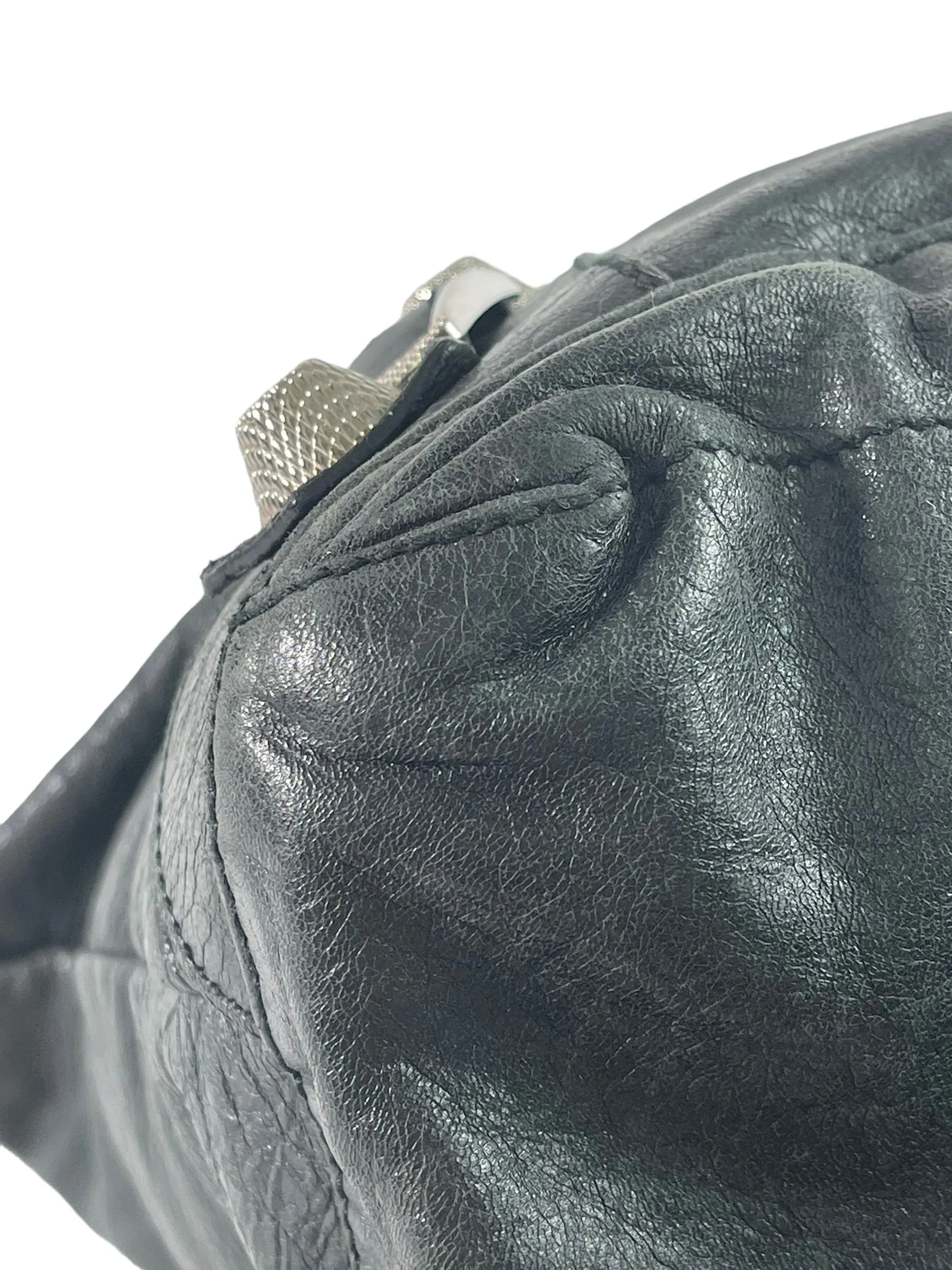 Balenciaga Black Leather "Motocross" Shoulder Bag