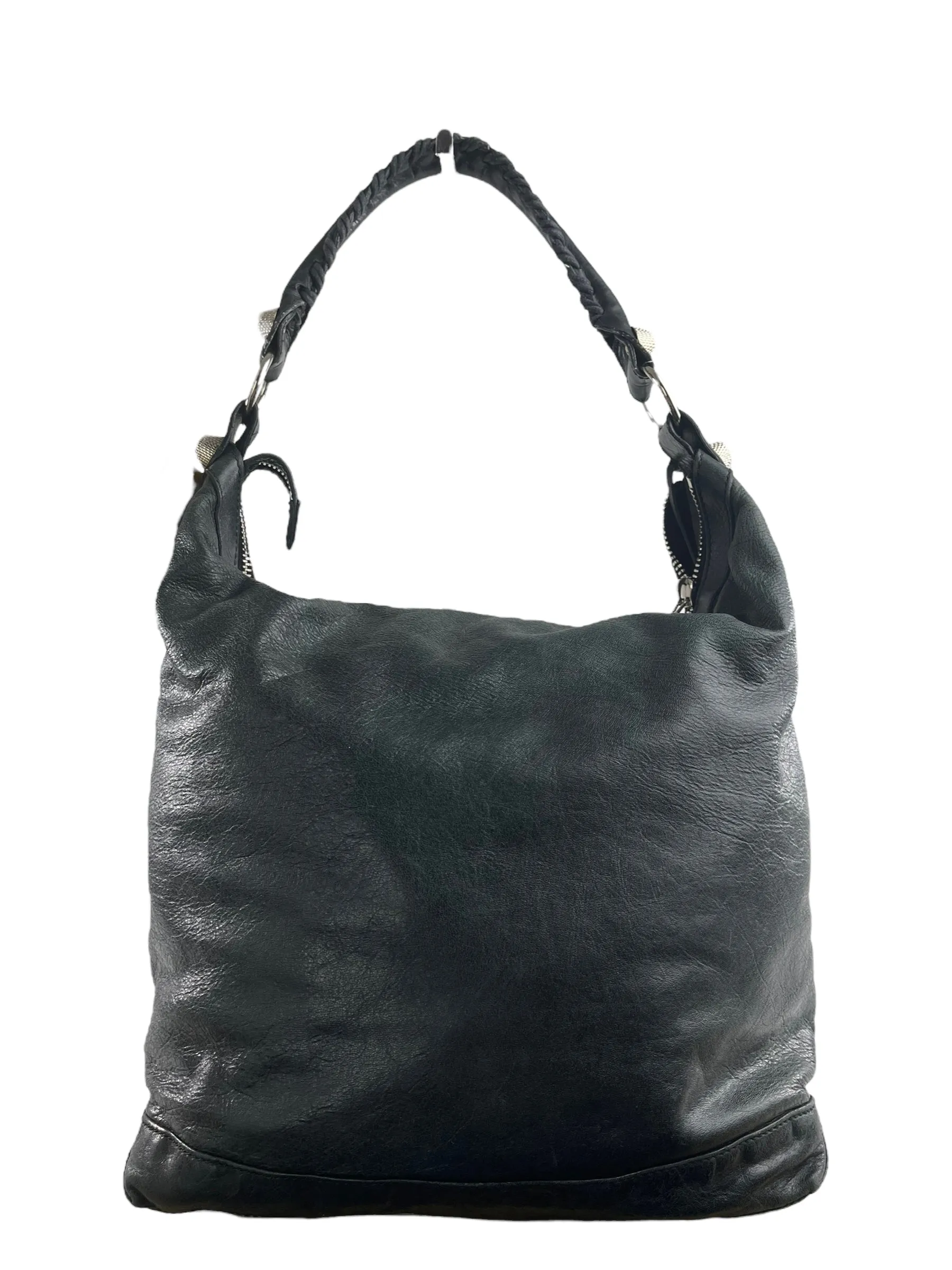 Balenciaga Black Leather "Motocross" Shoulder Bag
