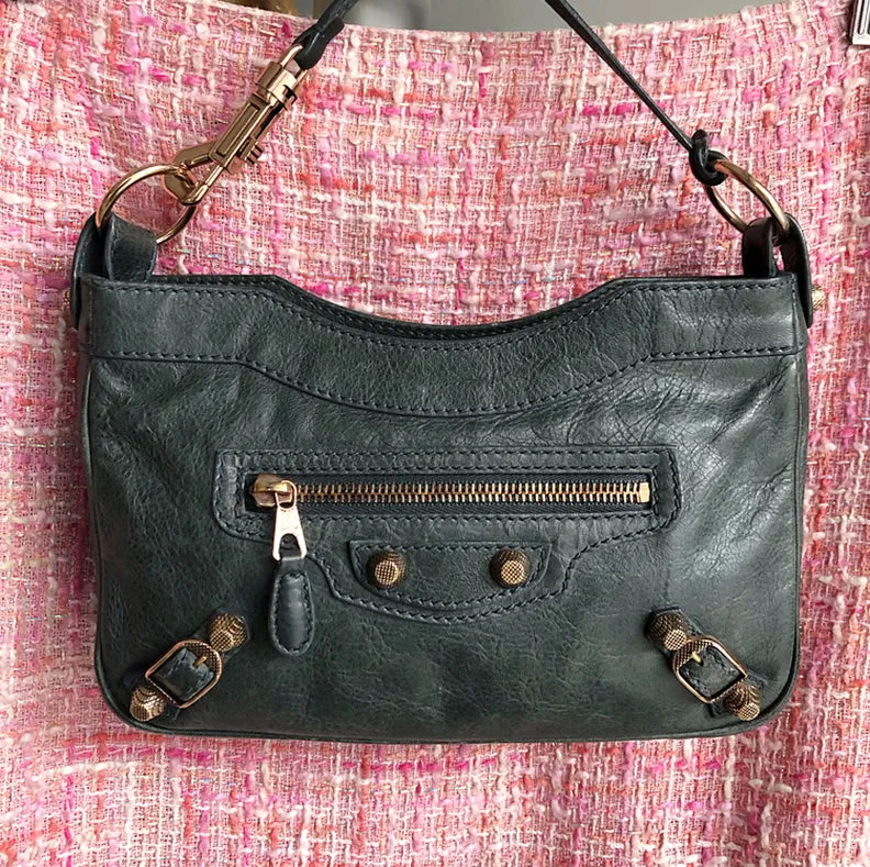 Balenciaga Dark Charcoal Grey Crossbody Hip Bag