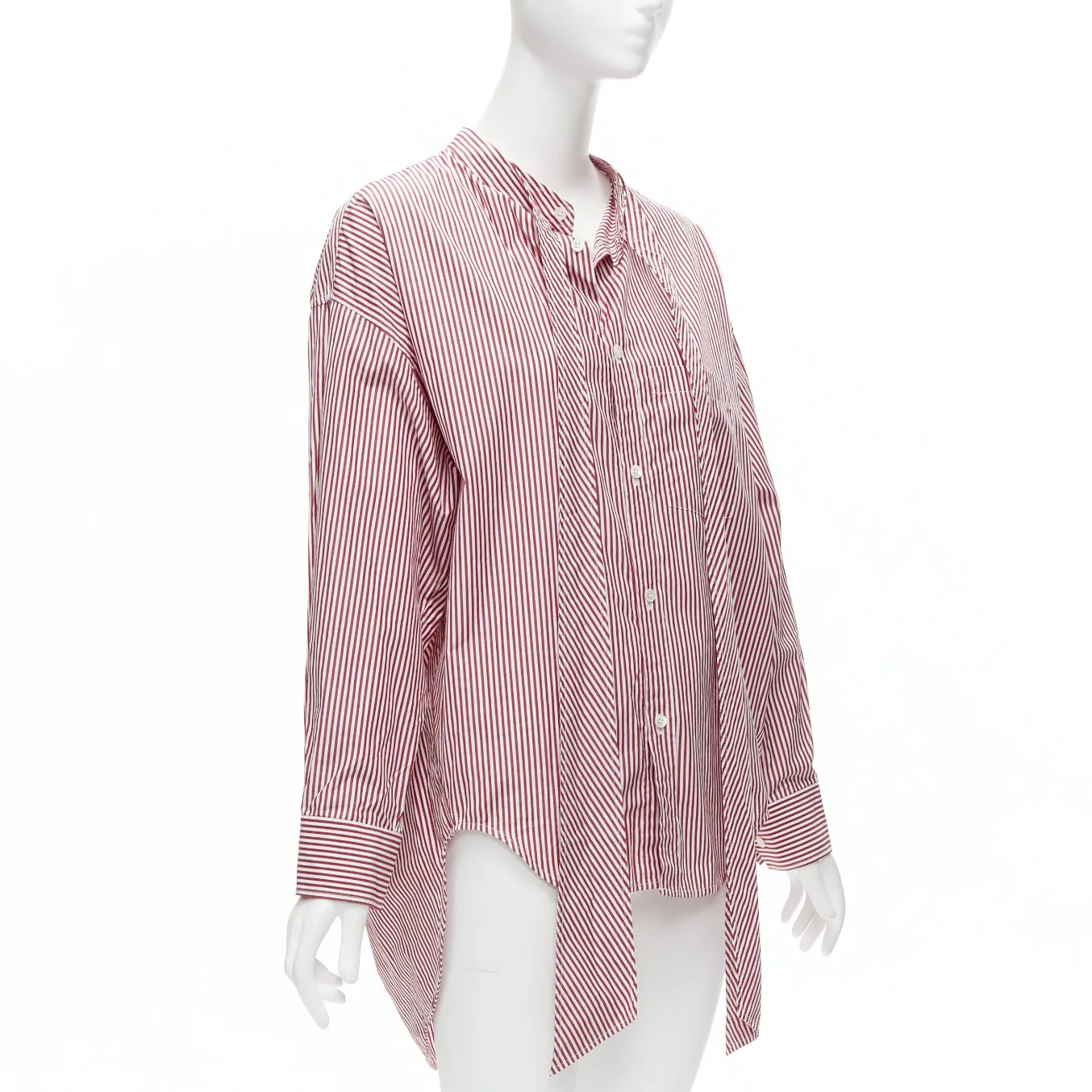 BALENCIAGA Demna 2017 red white stripe relaxed blue BB oversized shirt FR34 XS