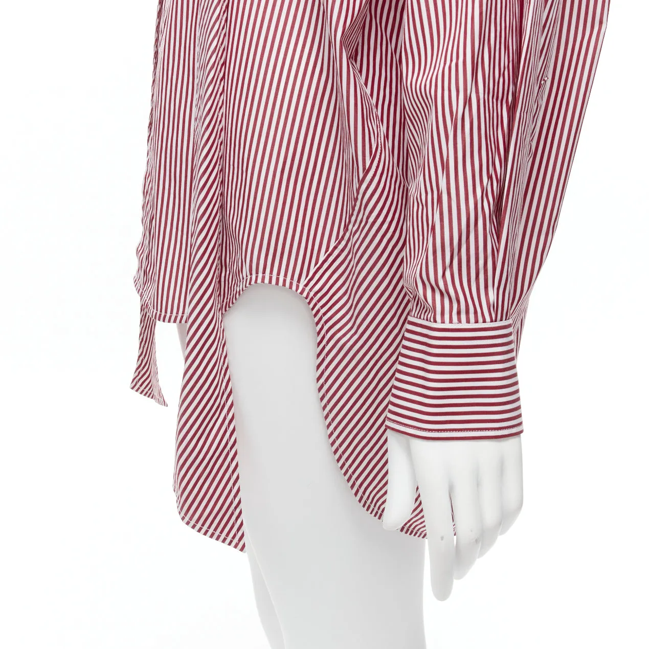 BALENCIAGA Demna 2017 red white stripe relaxed blue BB oversized shirt FR34 XS
