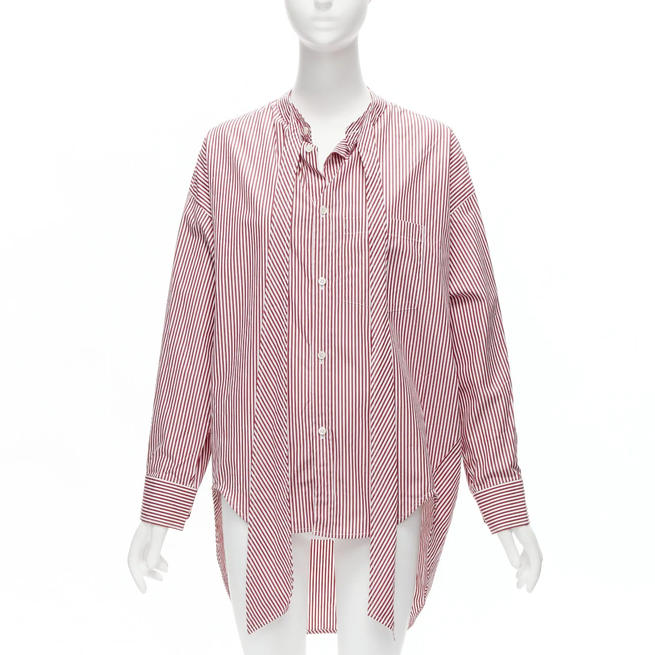 BALENCIAGA Demna 2017 red white stripe relaxed blue BB oversized shirt FR34 XS