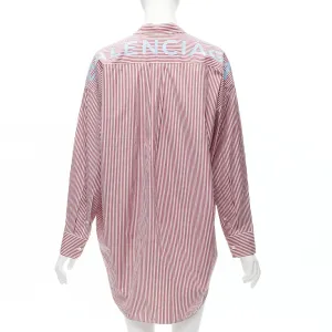 BALENCIAGA Demna 2017 red white stripe relaxed blue BB oversized shirt FR34 XS
