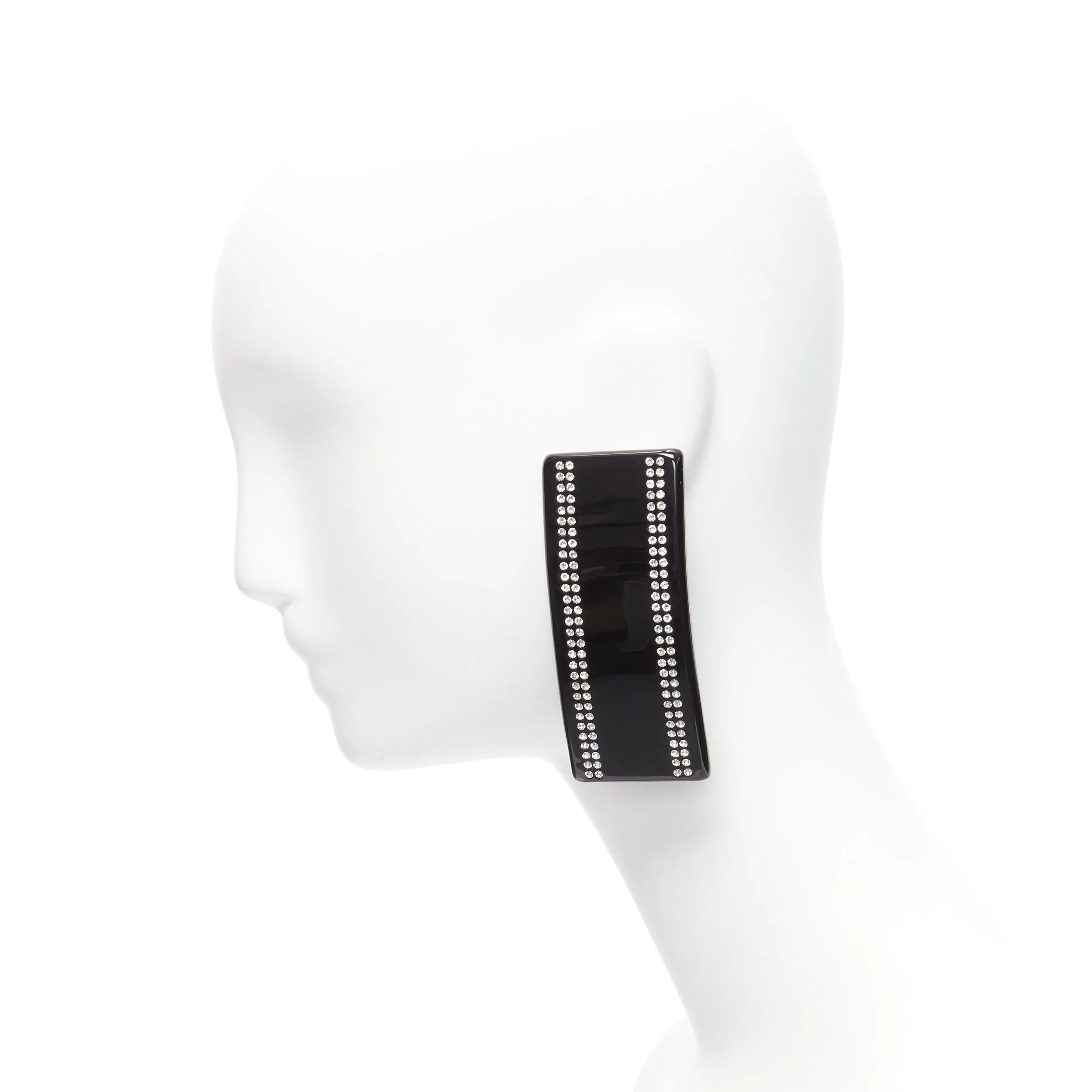BALENCIAGA Demna Barette pink black crystal statement earring Pair