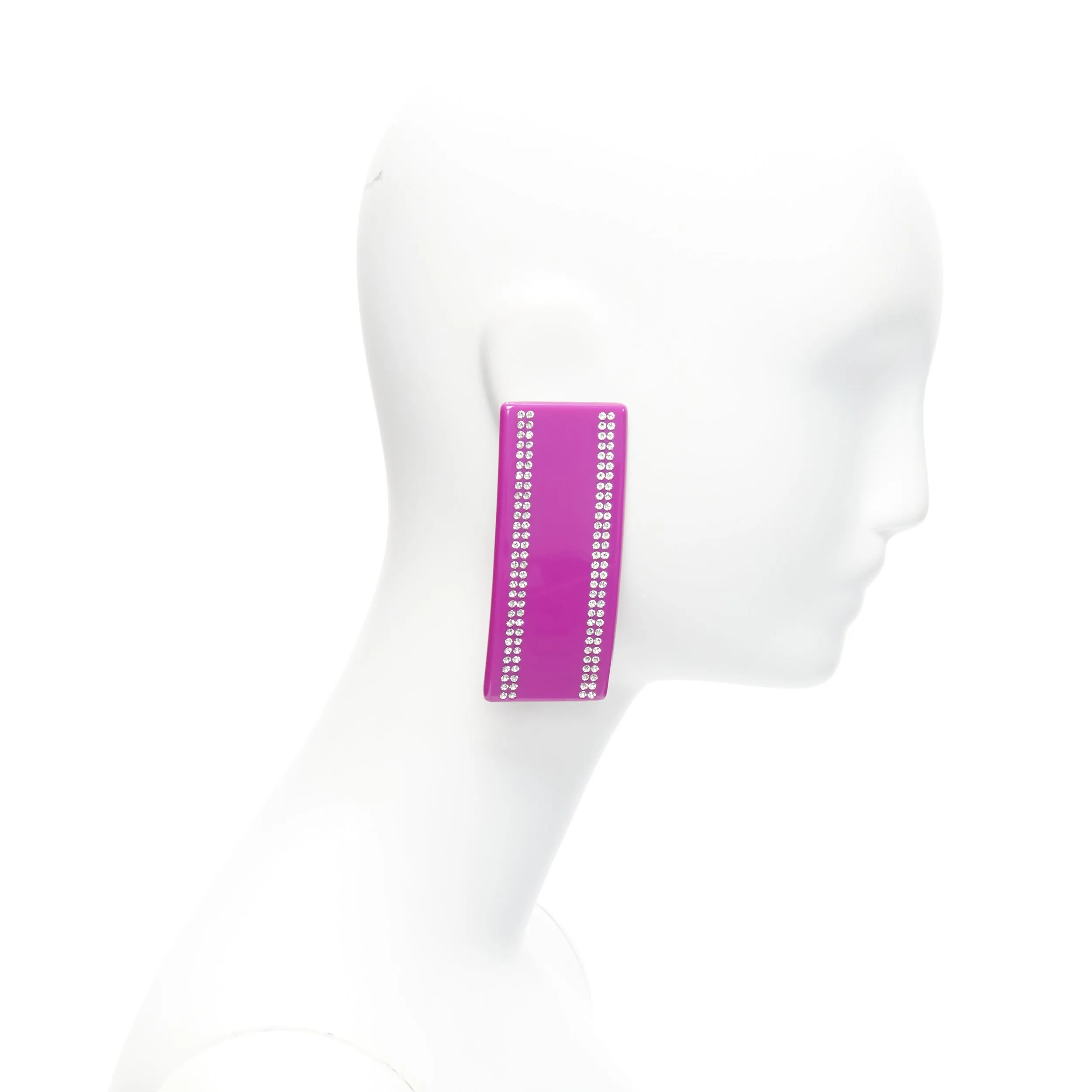 BALENCIAGA Demna Barette pink black crystal statement earring Pair