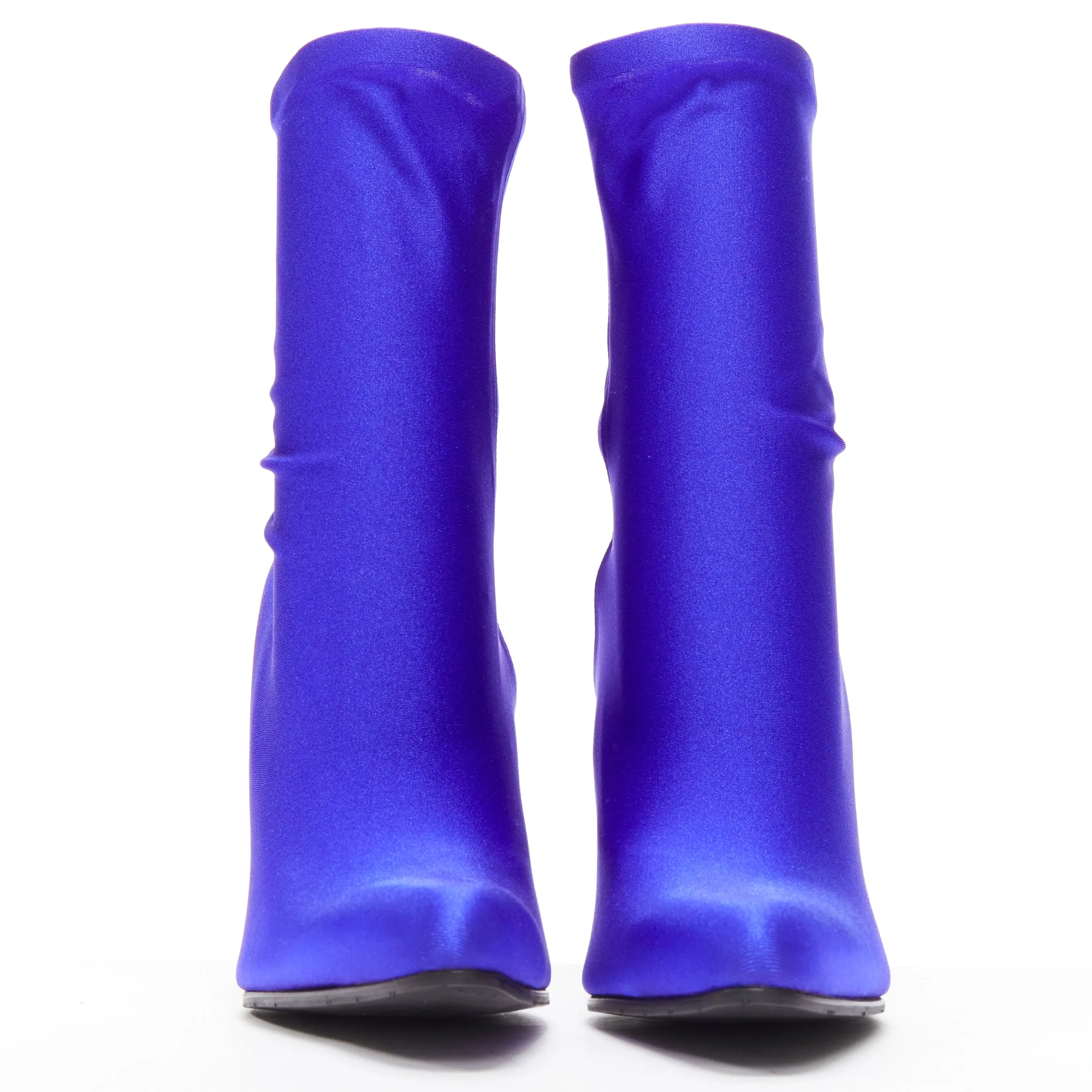 BALENCIAGA Demna blue lycra high heeled sock boots EU36 Kim Kardashian