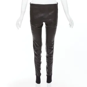 BALENCIAGA LEATHER 2011 black lambskin blend moto cuffed pants FR40 L