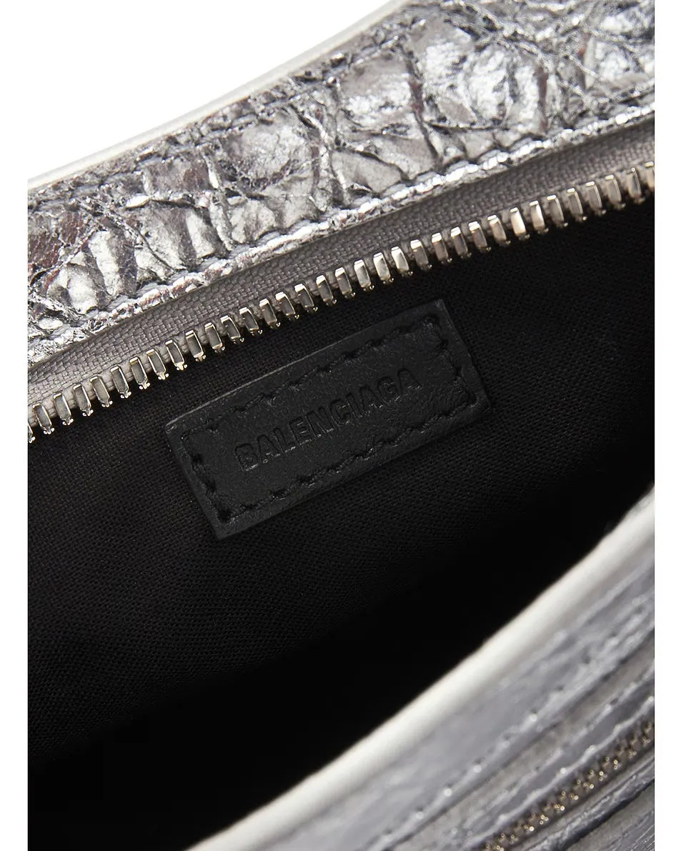 BALENCIAGA MINI NEO CAGOLE METALLIC LEATHER TOTE BAG
