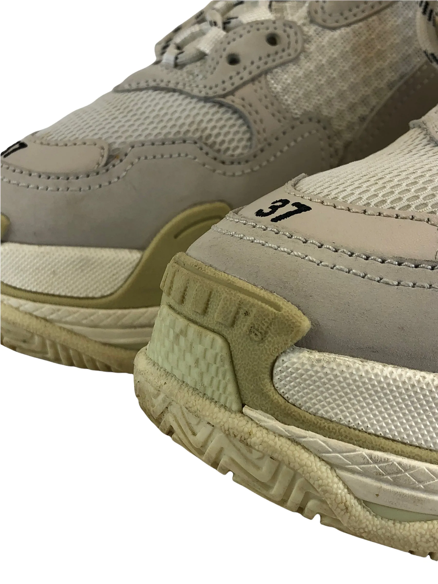 Balenciaga White Suede/Leather 'Triple S' Trainers