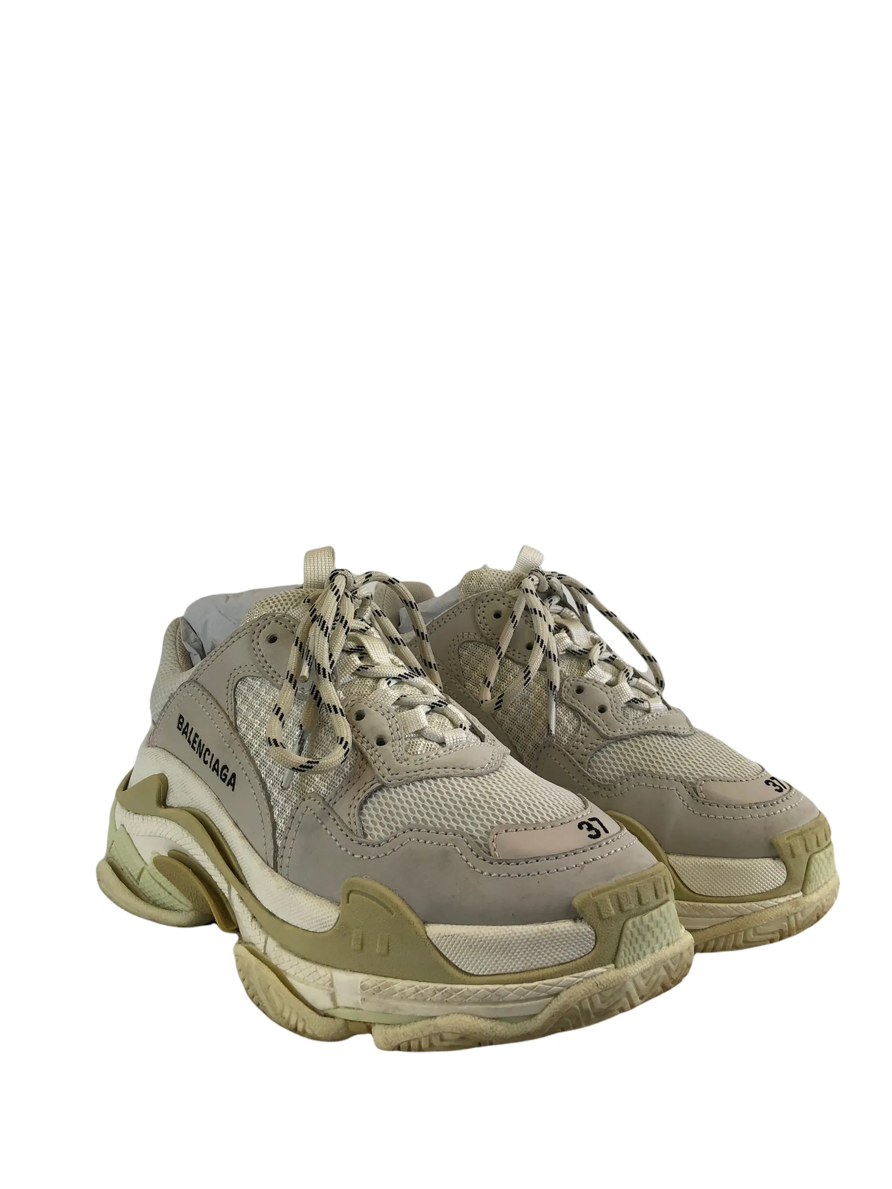 Balenciaga White Suede/Leather 'Triple S' Trainers