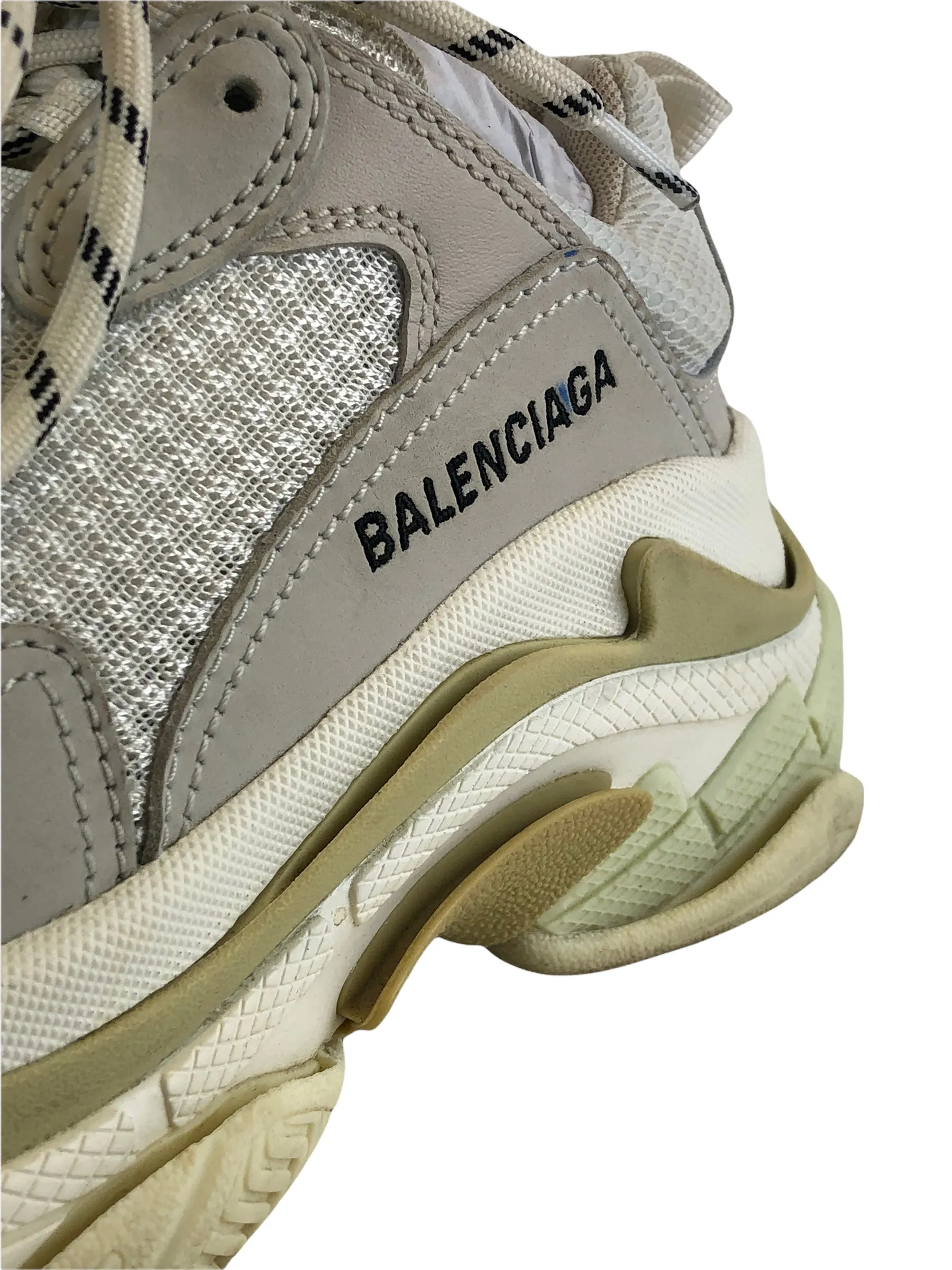 Balenciaga White Suede/Leather 'Triple S' Trainers