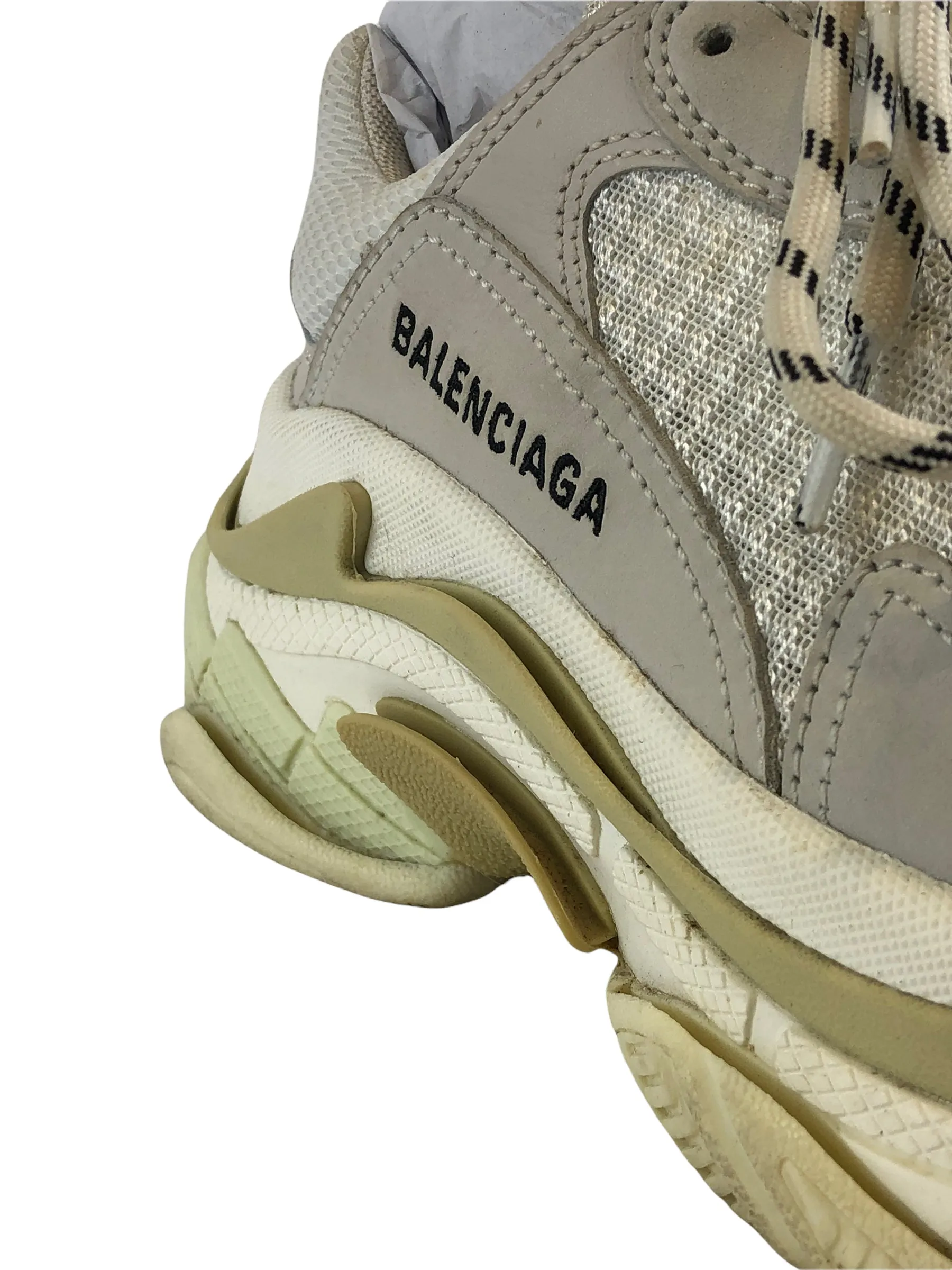 Balenciaga White Suede/Leather 'Triple S' Trainers