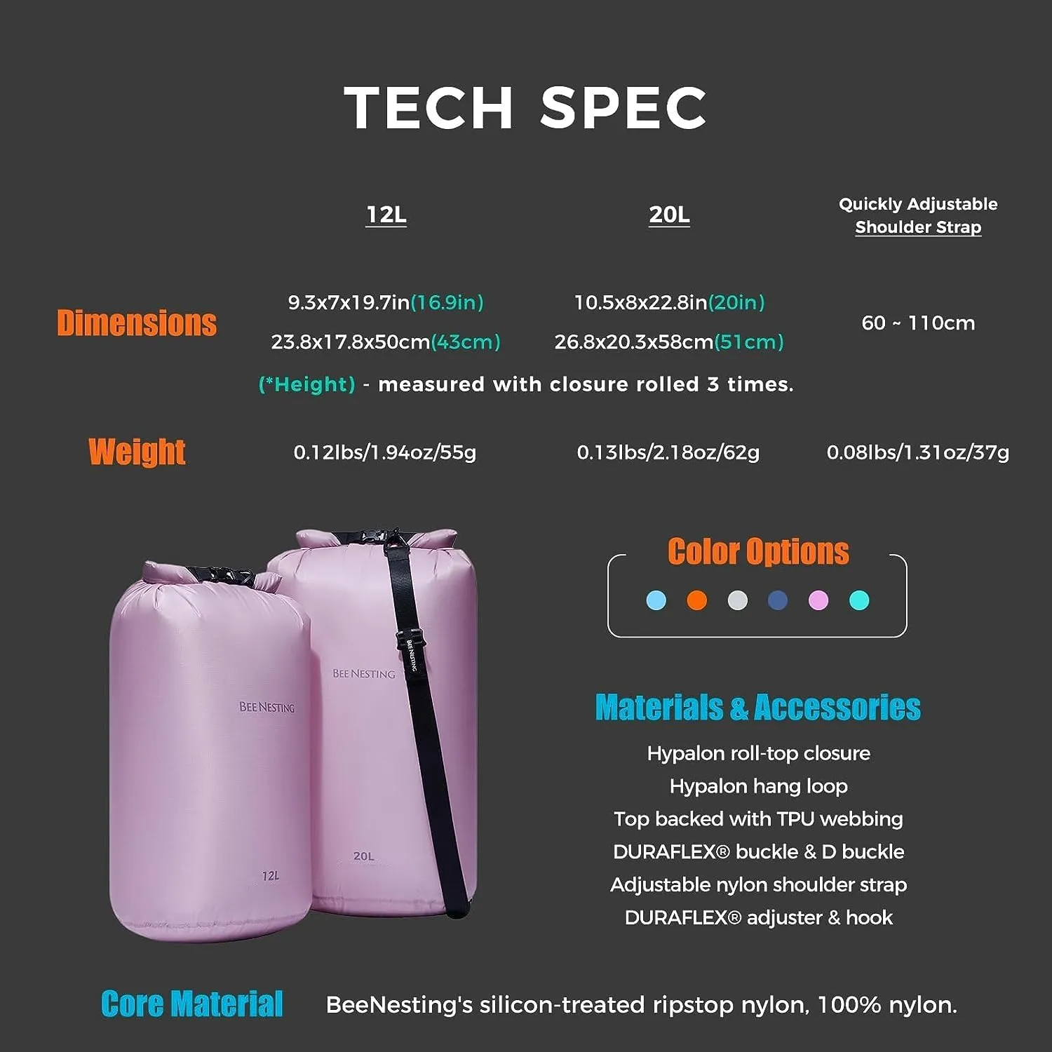 Beenesting Waterproof Dry Bag 12L 20L