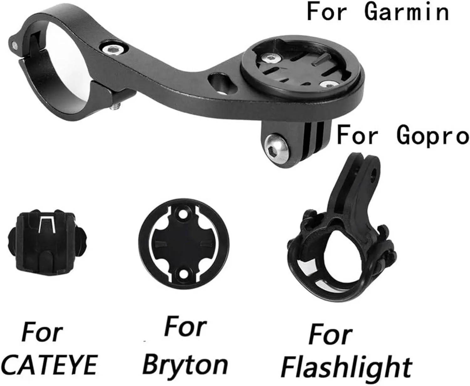 Bike Out-Front Mount Bicycle Handlebar Combo Mount for Garmin Bryton Gopro Flashlight Camera,Compatible with 31.8mm 25.4mm Handlebar (Black)