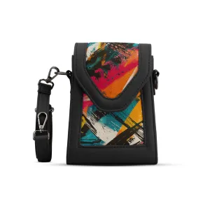 Black Mini Urban Crossbody Bag Abstract Artistry