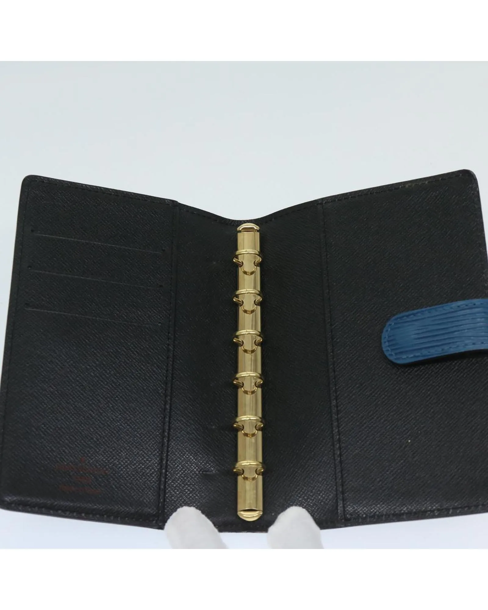 Blue Epi Leather Day Planner Cover with Accessories and Serial Number