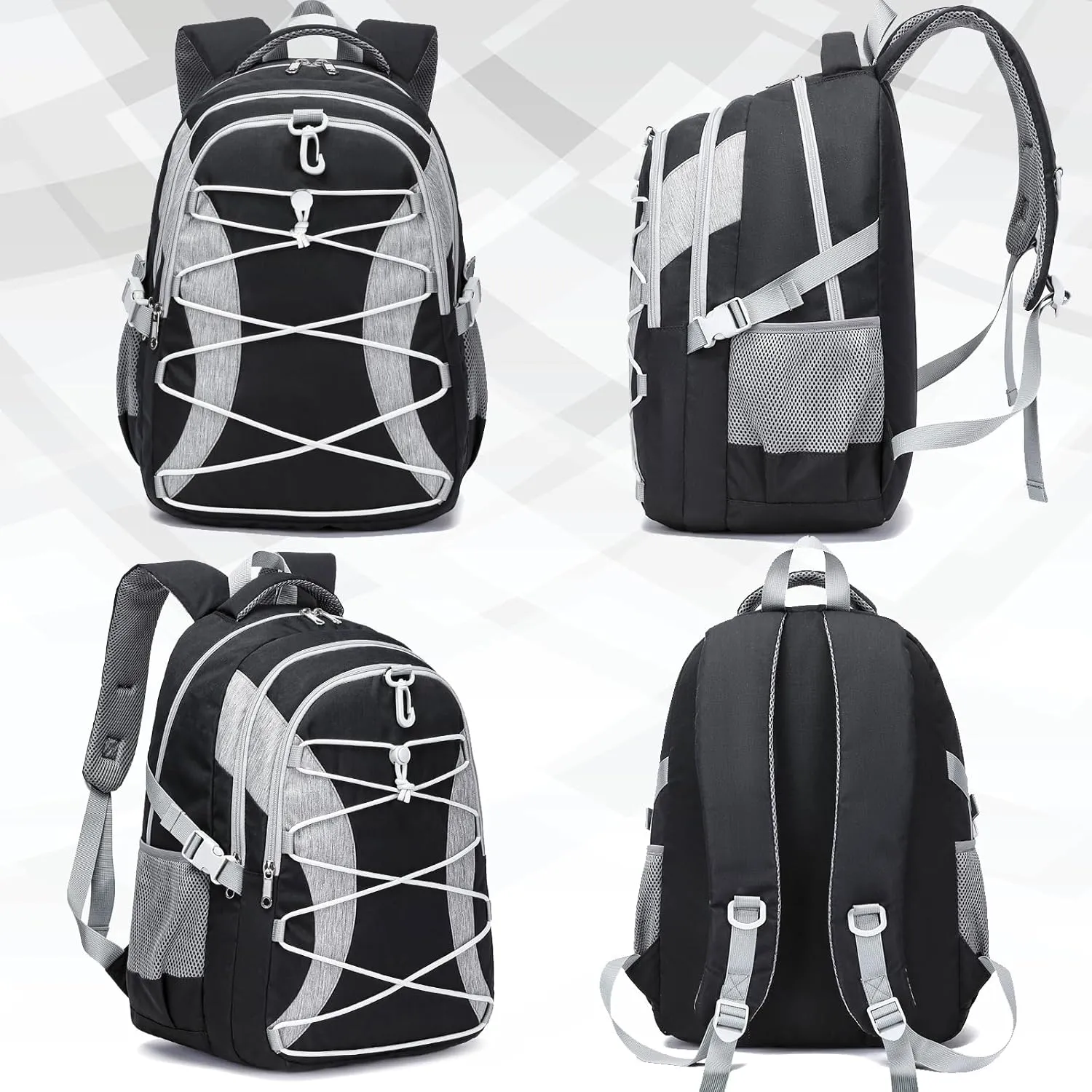 BLUEFAIRY Middle High School Backpack for Boys Girls Large Bookbag with Laptop Compartment Back to School Book Bags for Teens Teenagers Mochilas Escolares para Nios Nias (Black/Gray, Solid)