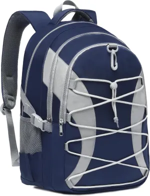 BLUEFAIRY Middle High School Backpack for Boys Girls Large Bookbag with Laptop Compartment Back to School Book Bags for Teens Teenagers Mochilas Escolares para Nios Nias (Navy Blue/Gray, Solid)