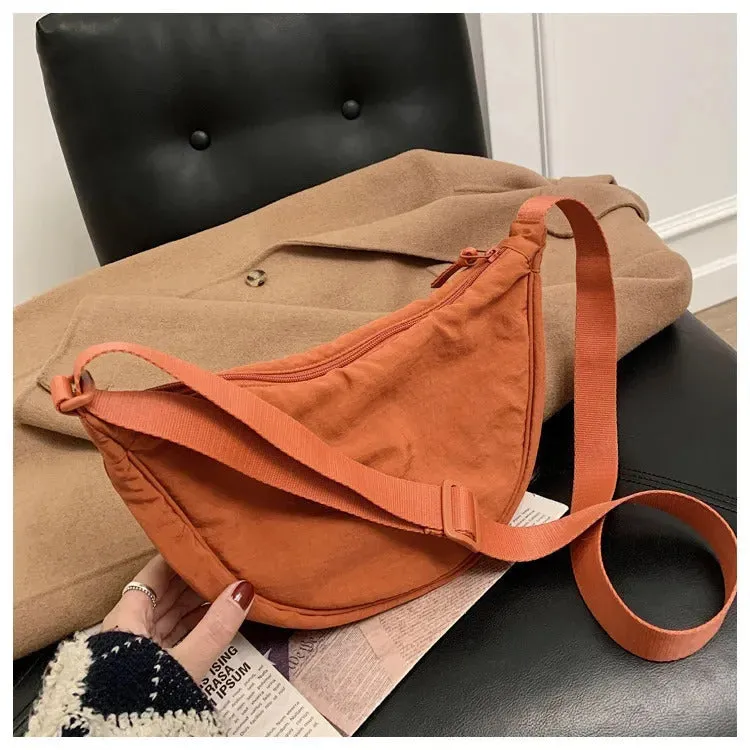 Casual Nylon Hobos Crossbody Bag for Women Shoulder Bag Woman Half Moon Chest Bags Tote Lady Travel Shopper Bag Female Purses