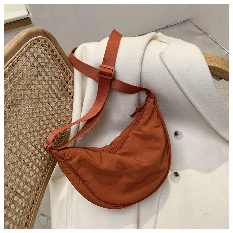 Casual Nylon Hobos Crossbody Bag for Women Shoulder Bag Woman Half Moon Chest Bags Tote Lady Travel Shopper Bag Female Purses