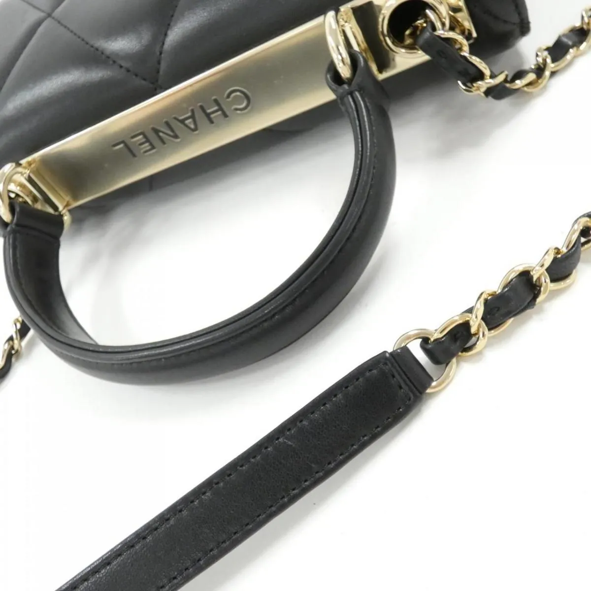 Chanel Trendy CC Flap Bag with Top Handle in Black Lambskin