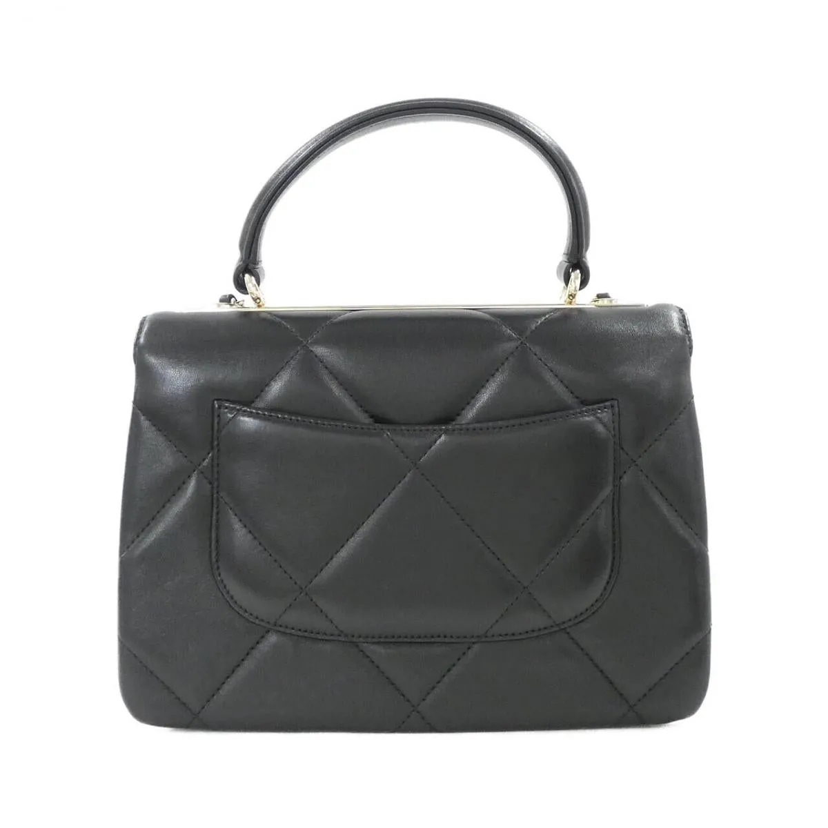 Chanel Trendy CC Flap Bag with Top Handle in Black Lambskin