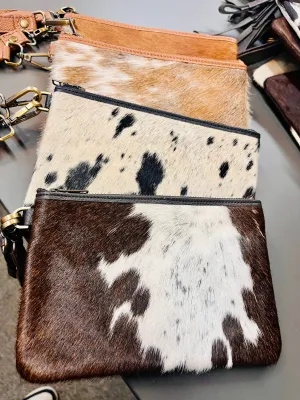 Classic Cowhide Wristlet Pouch