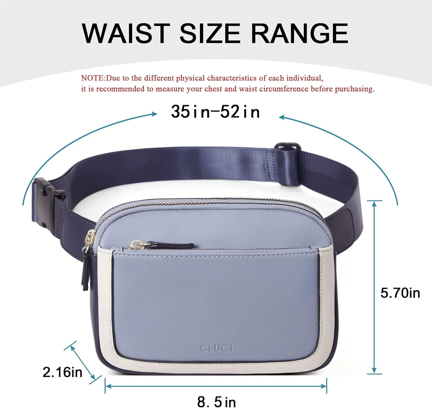 CLUCI Belt Bag for Women, Mini Everywhere Crossbody Waist Bag Adjustable Strap, Vegan Leather Women's Fanny Pack