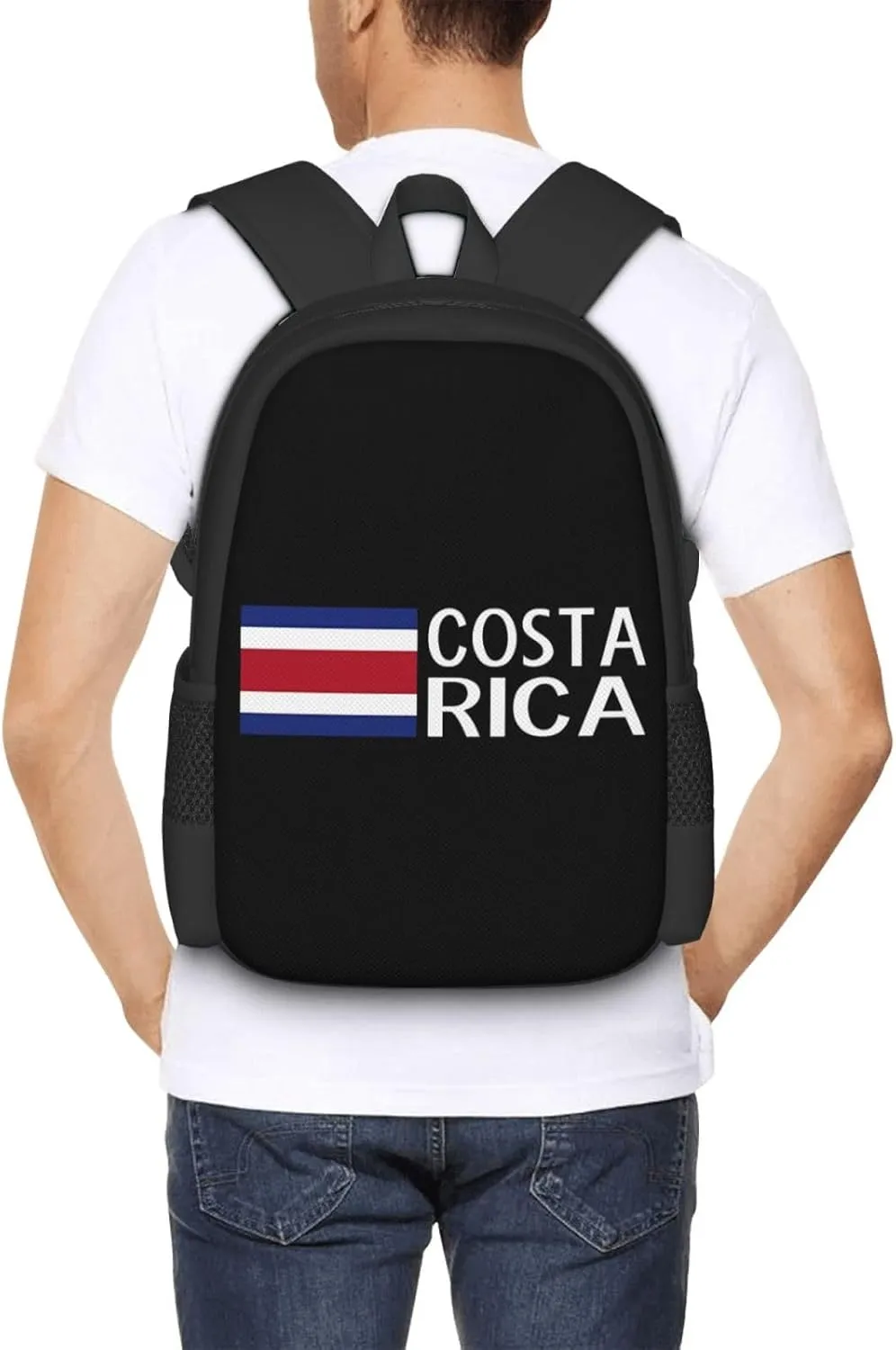 Costa Rica Flag Costa Rican Flags Casual Backpack Large Capacity Backpacks 15 Inch Laptop Back Pack Travel Rucksack Daypack Commuter Bags with Adjustable Strap for Camping