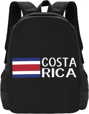 Costa Rica Flag Costa Rican Flags Casual Backpack Large Capacity Backpacks 15 Inch Laptop Back Pack Travel Rucksack Daypack Commuter Bags with Adjustable Strap for Camping