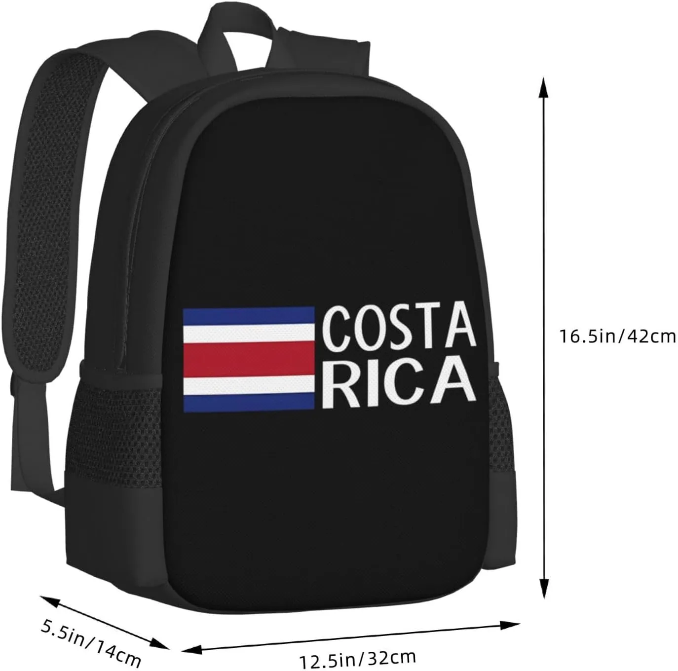 Costa Rica Flag Costa Rican Flags Casual Backpack Large Capacity Backpacks 15 Inch Laptop Back Pack Travel Rucksack Daypack Commuter Bags with Adjustable Strap for Camping