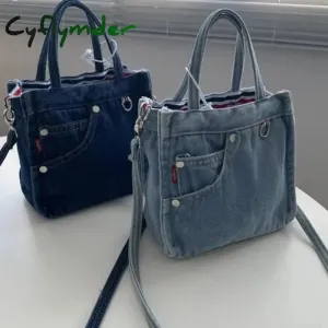 Cyflymder Denim Jeans Shoulder Crossbody Bag Girl Fashion Luxury Design Totes For Women Casual Large Capacity Shopping Handbag and Purse