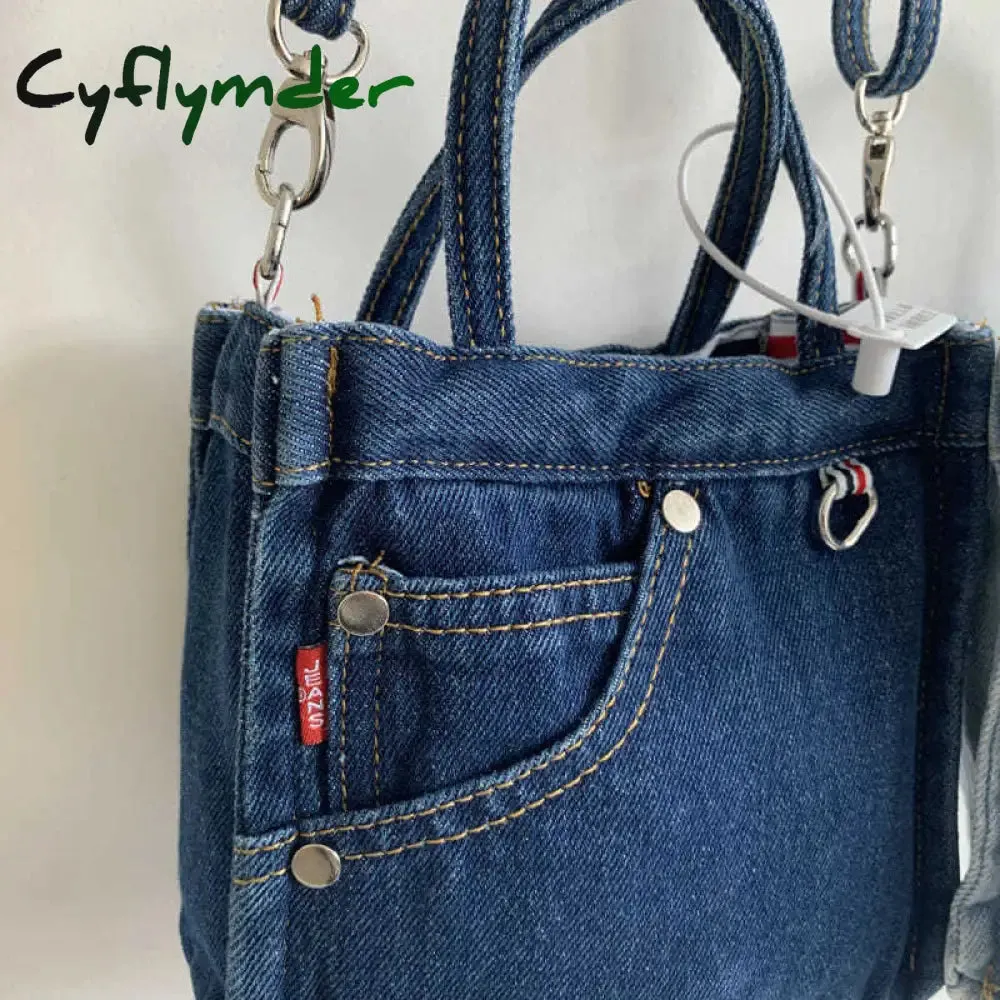 Cyflymder Denim Jeans Shoulder Crossbody Bag Girl Fashion Luxury Design Totes For Women Casual Large Capacity Shopping Handbag and Purse