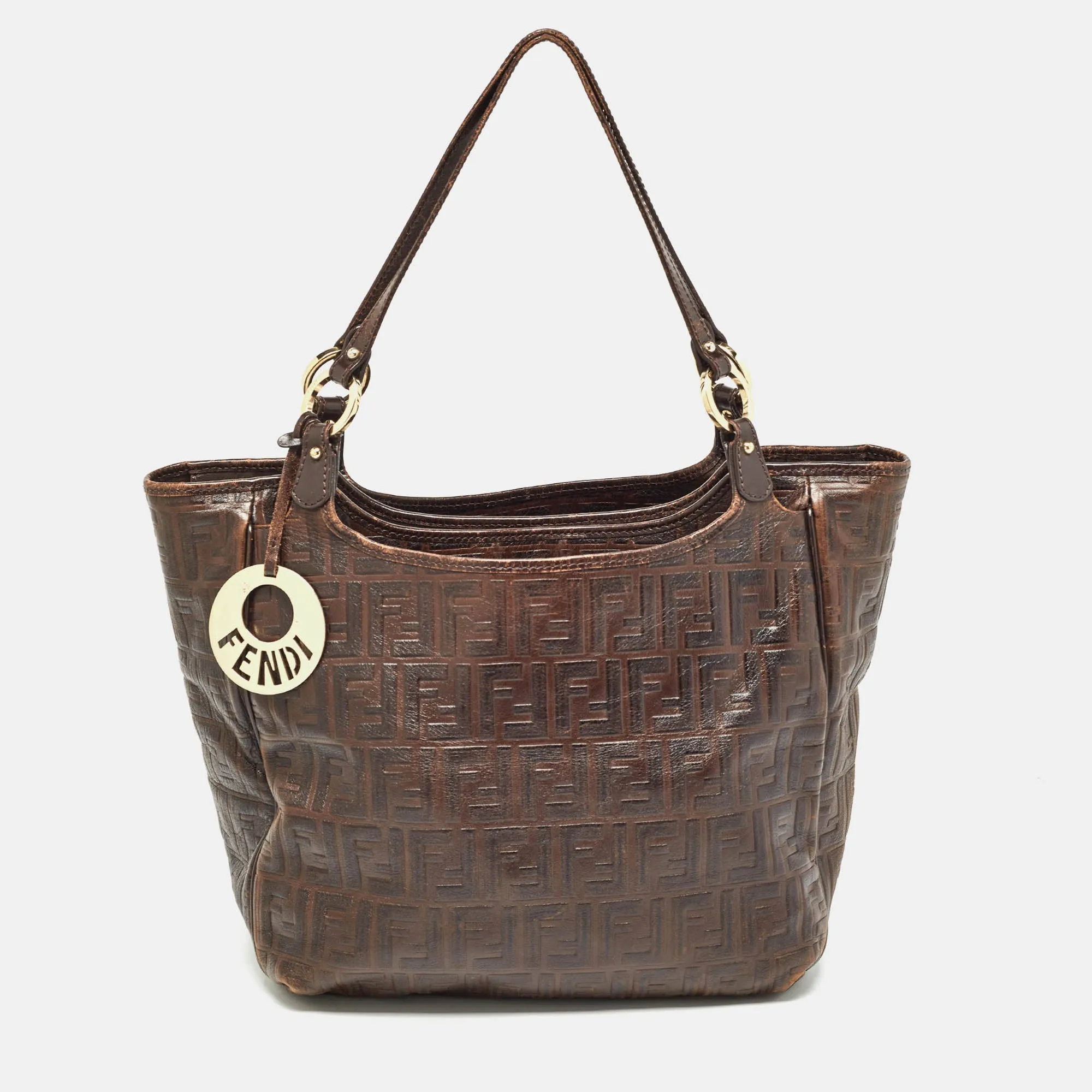 Dark Brown Zucca Tortoise Effect Leather Tote