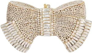 DJBM Sweet Bow Rhinestone Crystal Evening Clutch Diamond Evening Bags Purses and Handbags for Women Formal Party Wedding