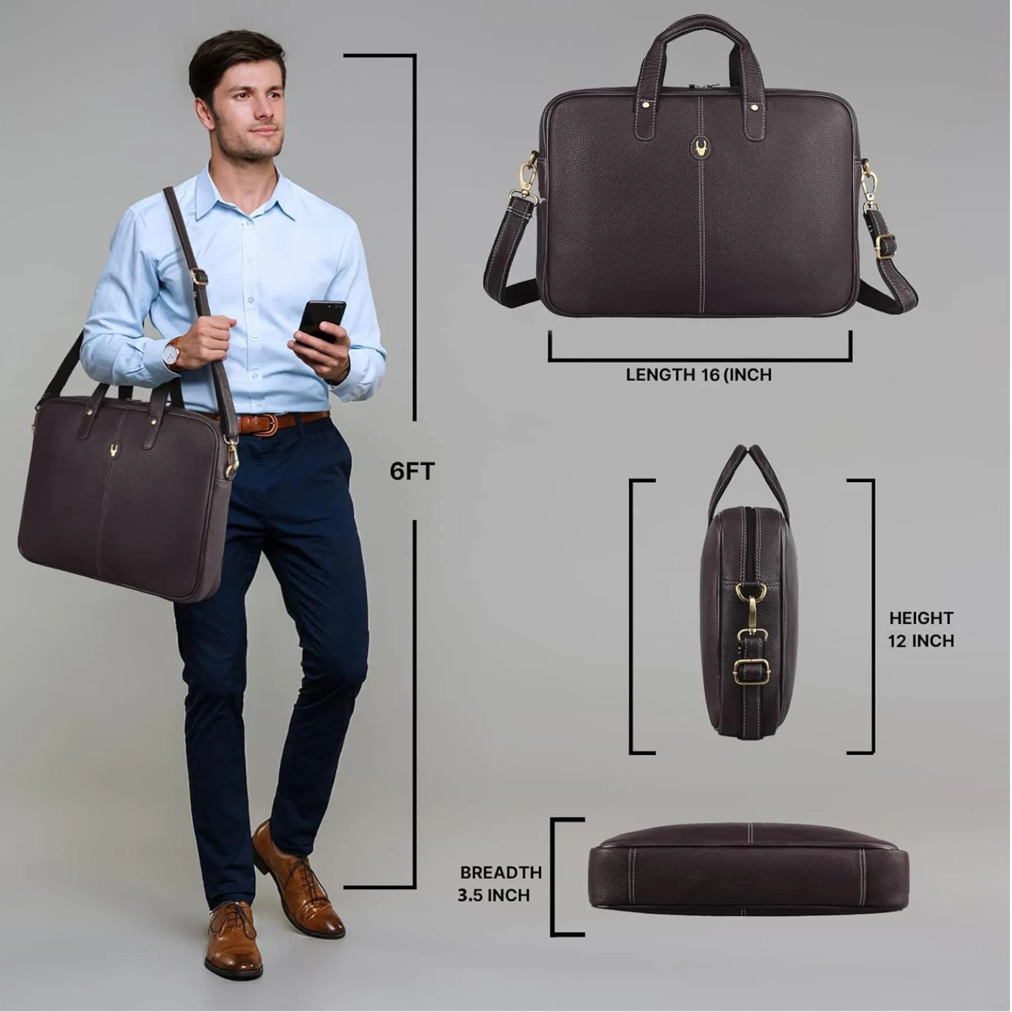 DORCHESTER Leather Laptop Messenger Bag for Men