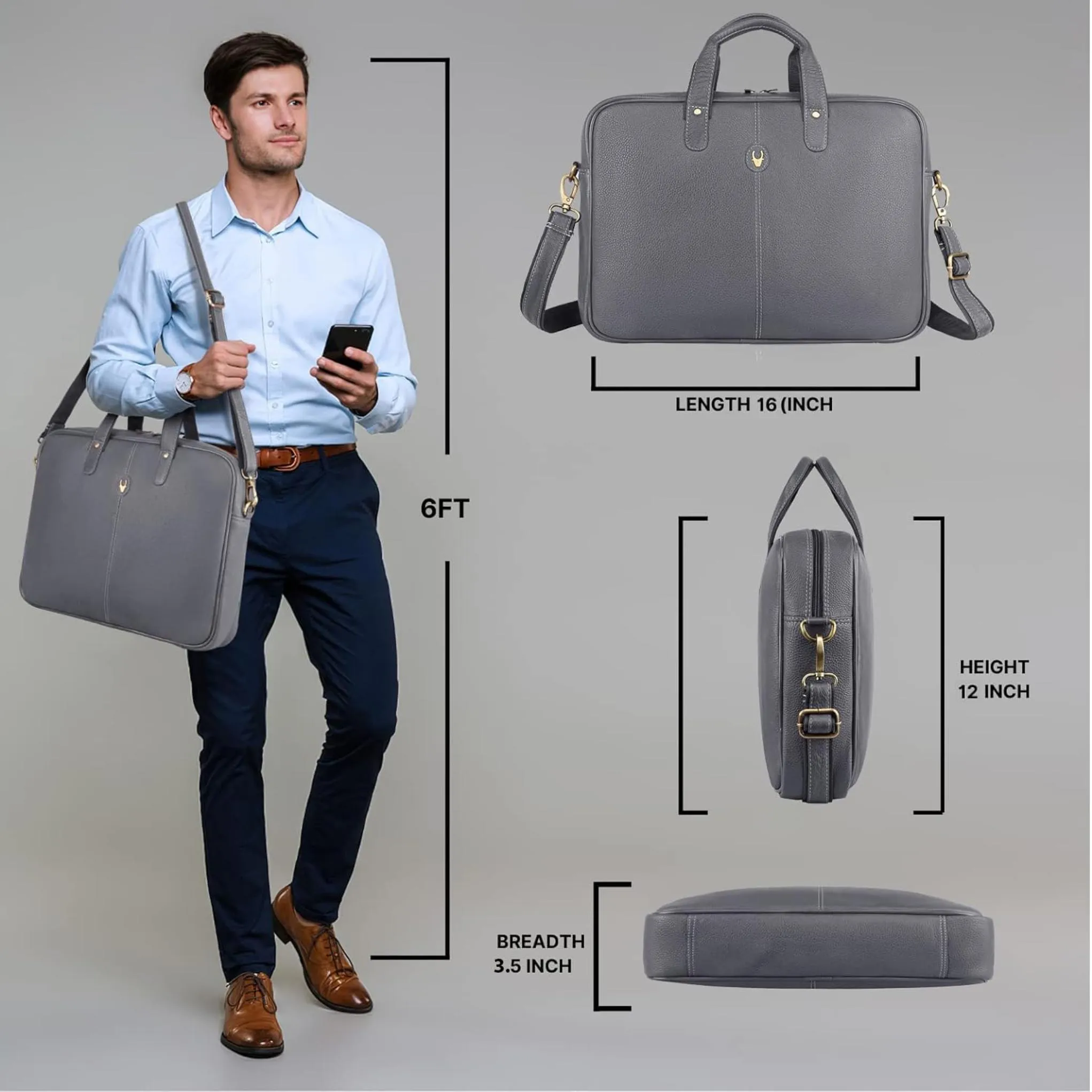DORCHESTER Leather Laptop Messenger Bag for Men