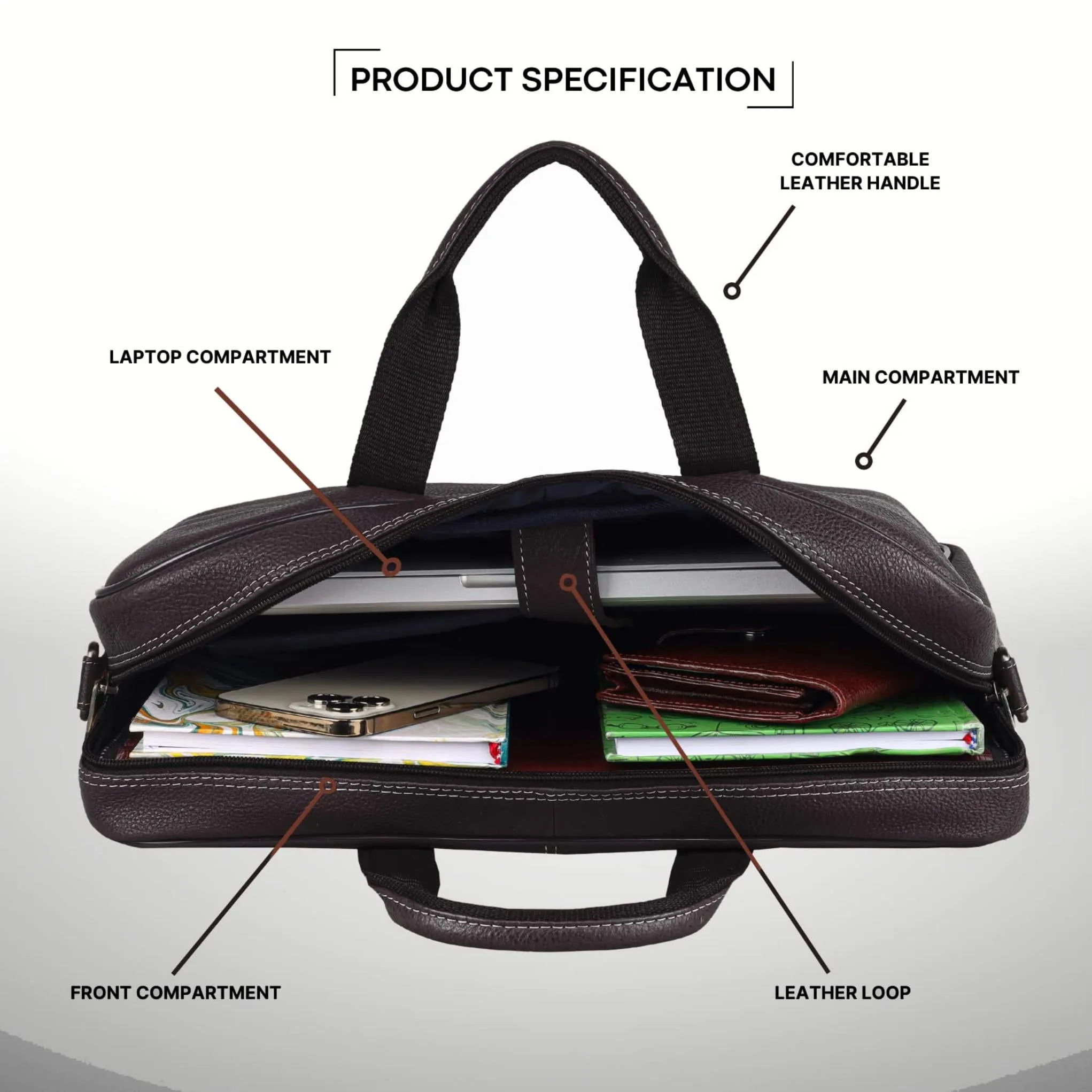 DORCHESTER Leather Laptop Messenger Bag for Men